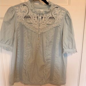 Vintage Embroidered Blue Women’s Top